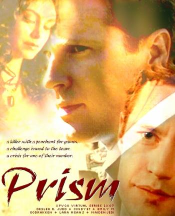 Prism cover art by Deslea.  Cary Elwes as Brad Follmer, Chris Owens as Jeffrey Spender, and Morena Baccarin as Yolanda Wainwright